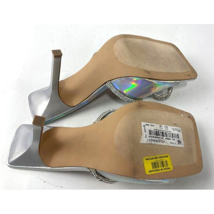 Steve Madden Silver Holographic Bow Heels Size 8