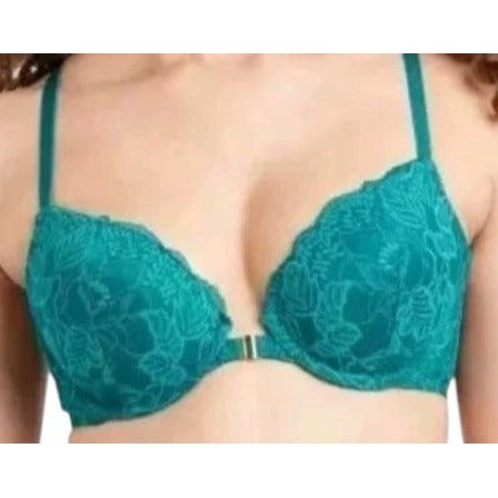 Auden 32C Aqua Lace Push-Up Bra With Racerback Teal Adjusting Straps NWT