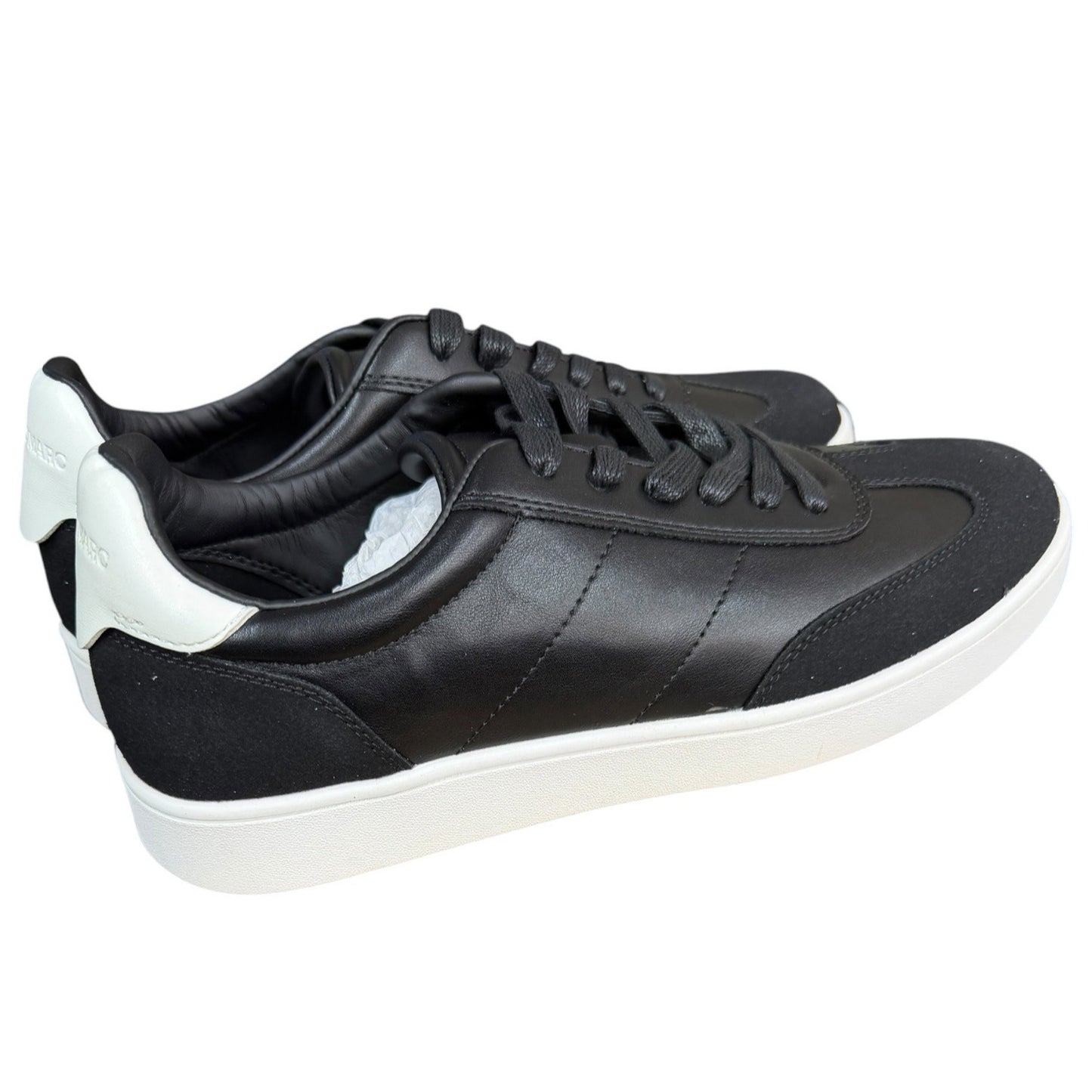 Bruno Marc Mens Casual Black & White Sneakers Leather & Suede Upper Lace-Up Design Lightweight Sole Size 10 NWB