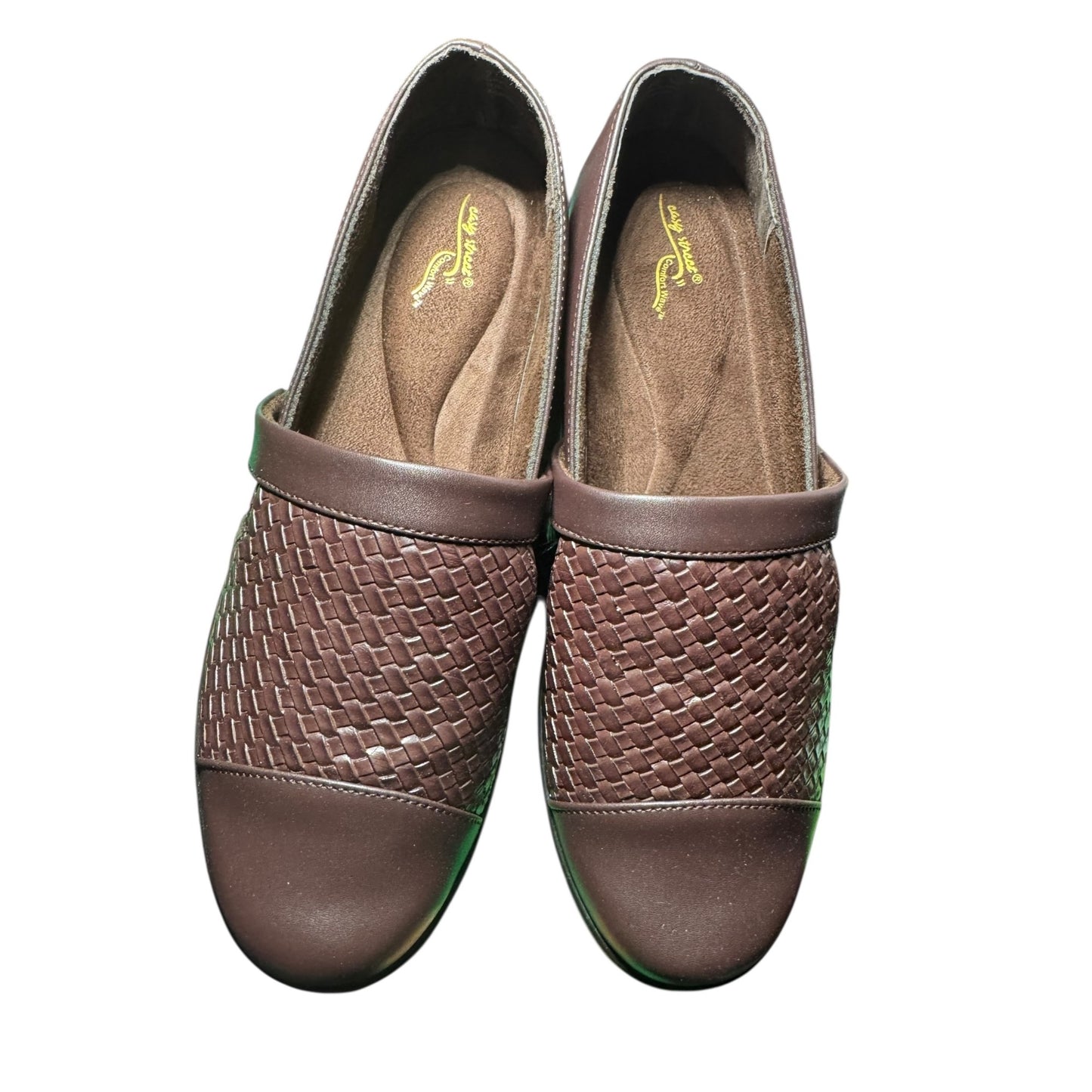 Easy Street Destiny  Comfort Wave Easy Motion Womens Slip-On Shoes 10W Ultra-Light Insoles Brown Woven Faux Leather