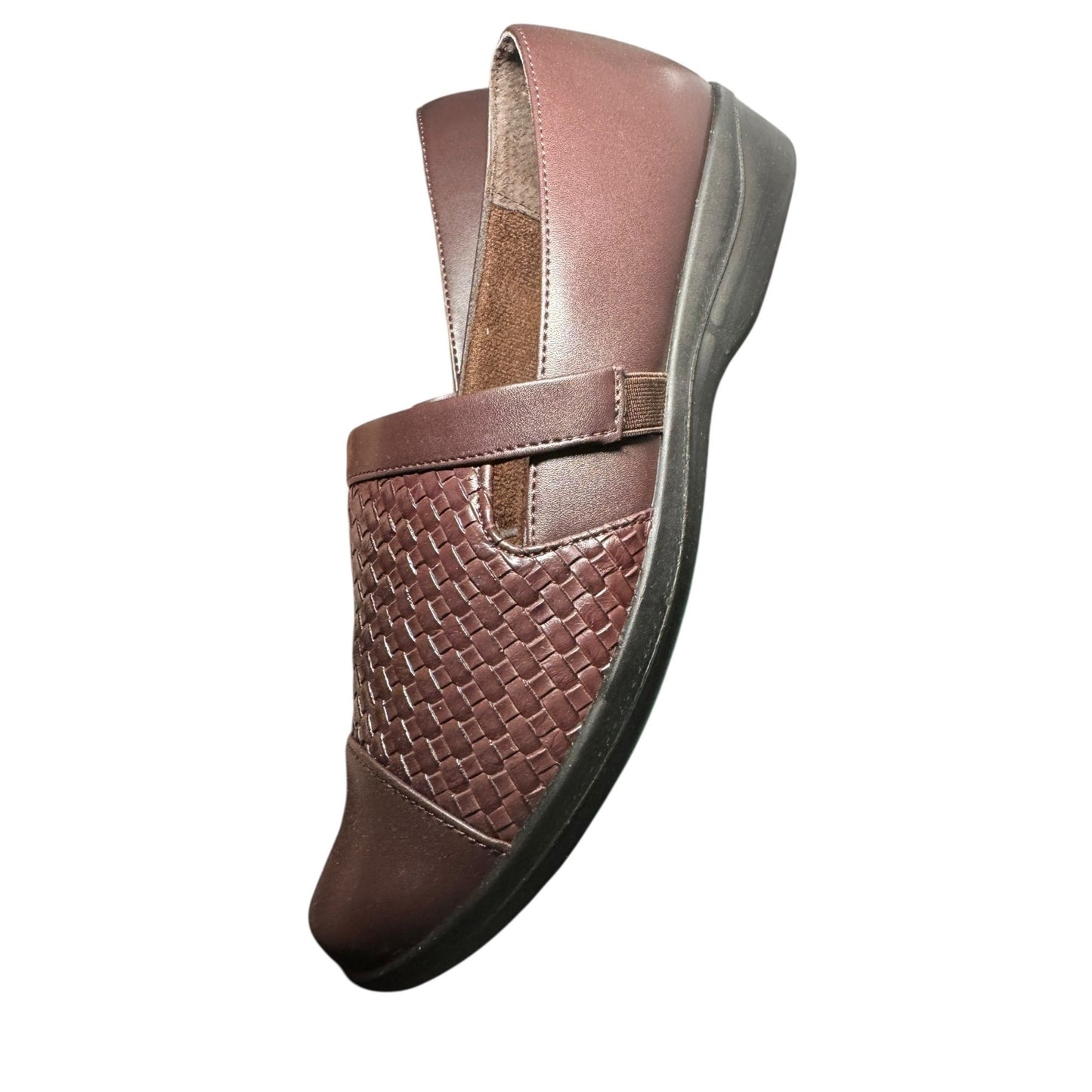 Easy Street Destiny  Comfort Wave Easy Motion Womens Slip-On Shoes 10W Ultra-Light Insoles Brown Woven Faux Leather