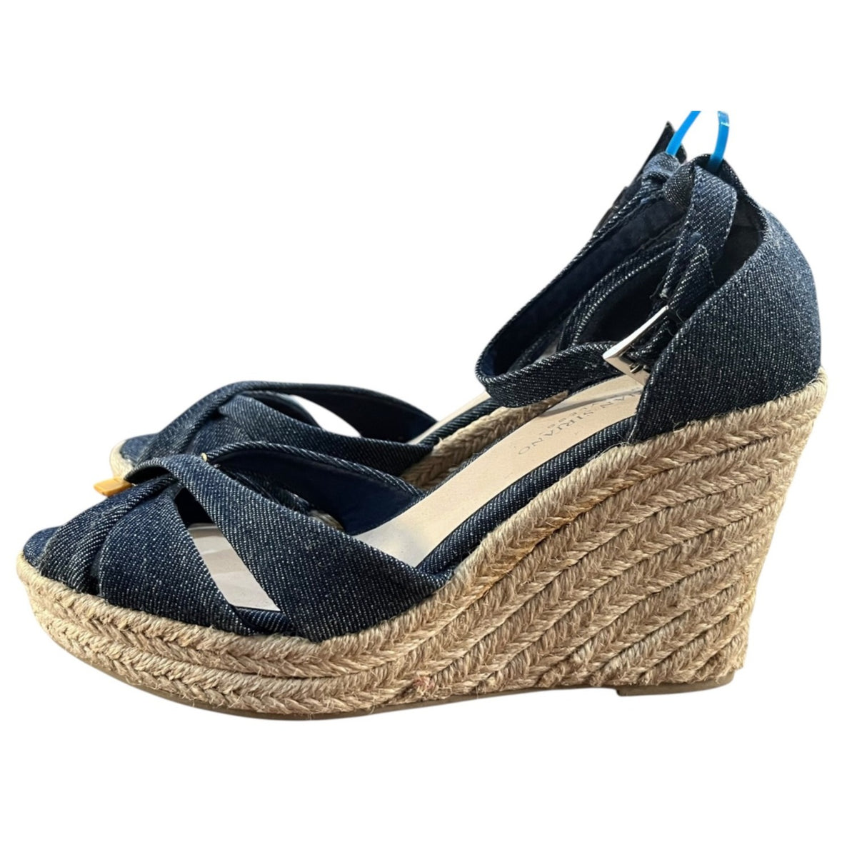Christian Siriano Denim Espadrille Wedge Sandals Size 9
