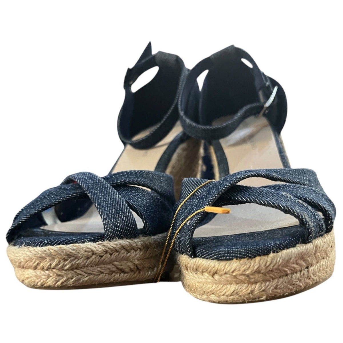 Christian Siriano Denim Espadrille Wedge Sandals Size 9