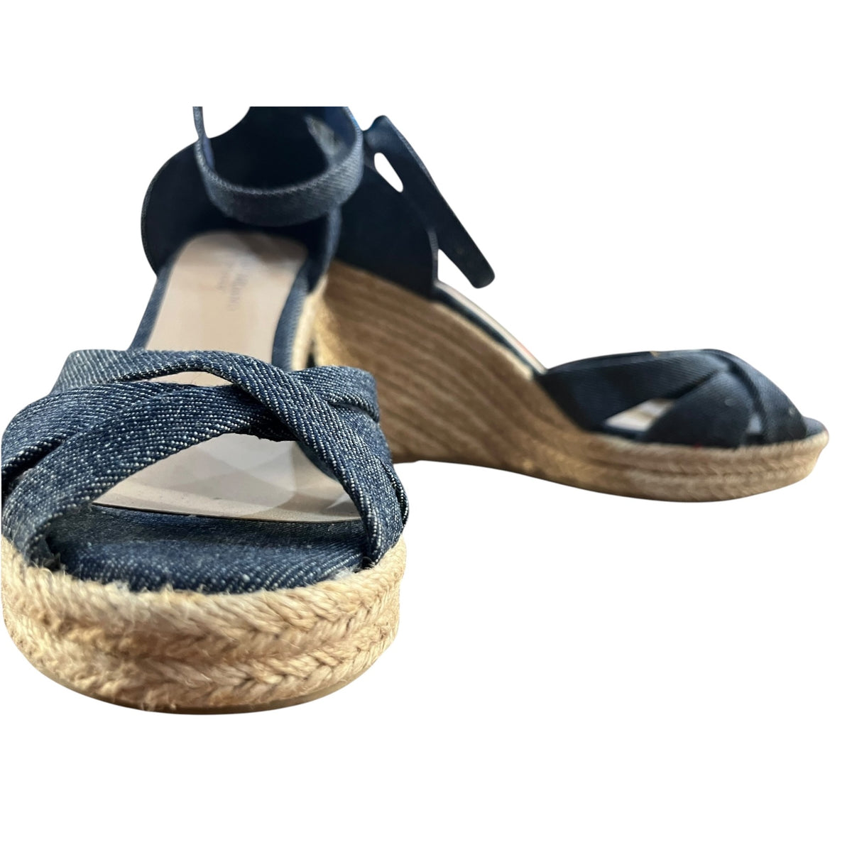 Christian Siriano Denim Espadrille Wedge Sandals Size 9