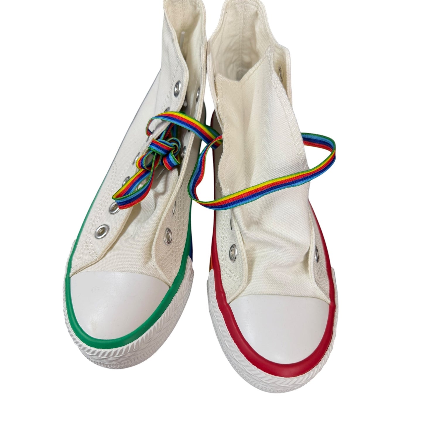 Rainbow Pride Fashion Sneakers Sole Canvas High-Top Sneakers With Multicolor Laces Unisex SZ 35/ US 6.5/7 Women's Youth Sz 4.5-5 Boys NEW