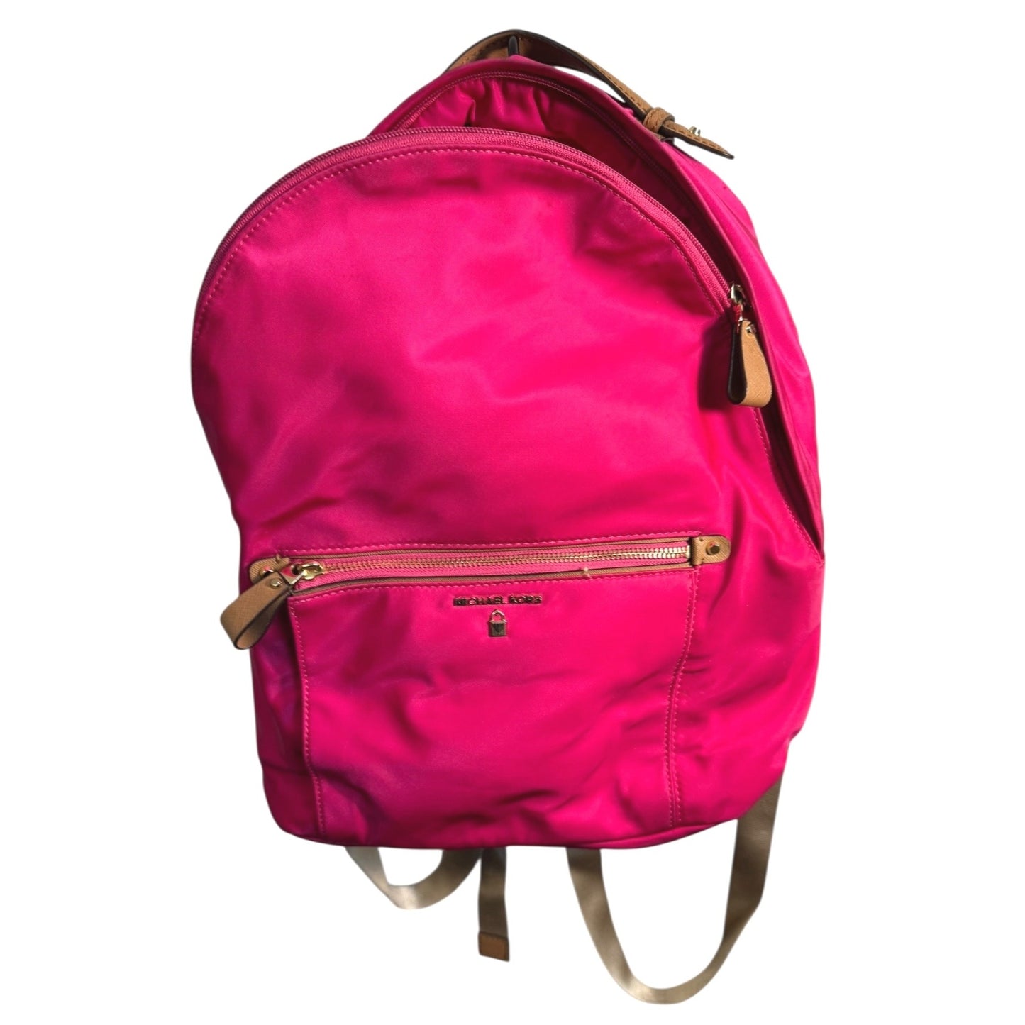 Michael Kors Kelcey Fuchsia Nylon Backpack With Leather Trim & Gold-Tone Hardware