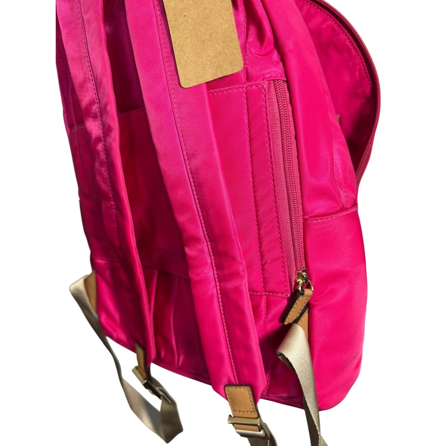 Michael Kors Kelcey Fuchsia Nylon Backpack With Leather Trim & Gold-Tone Hardware
