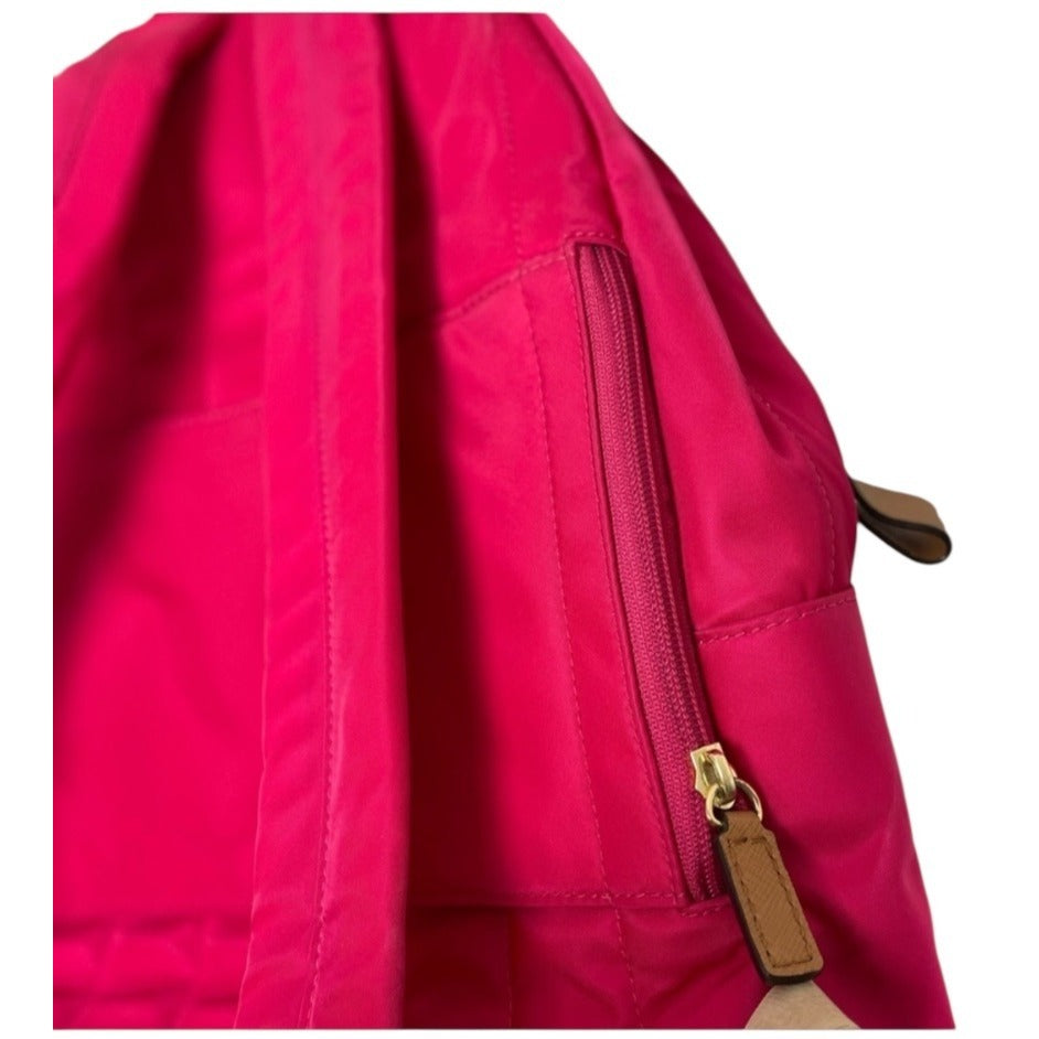 Michael Kors Kelcey Fuchsia Nylon Backpack With Leather Trim & Gold-Tone Hardware