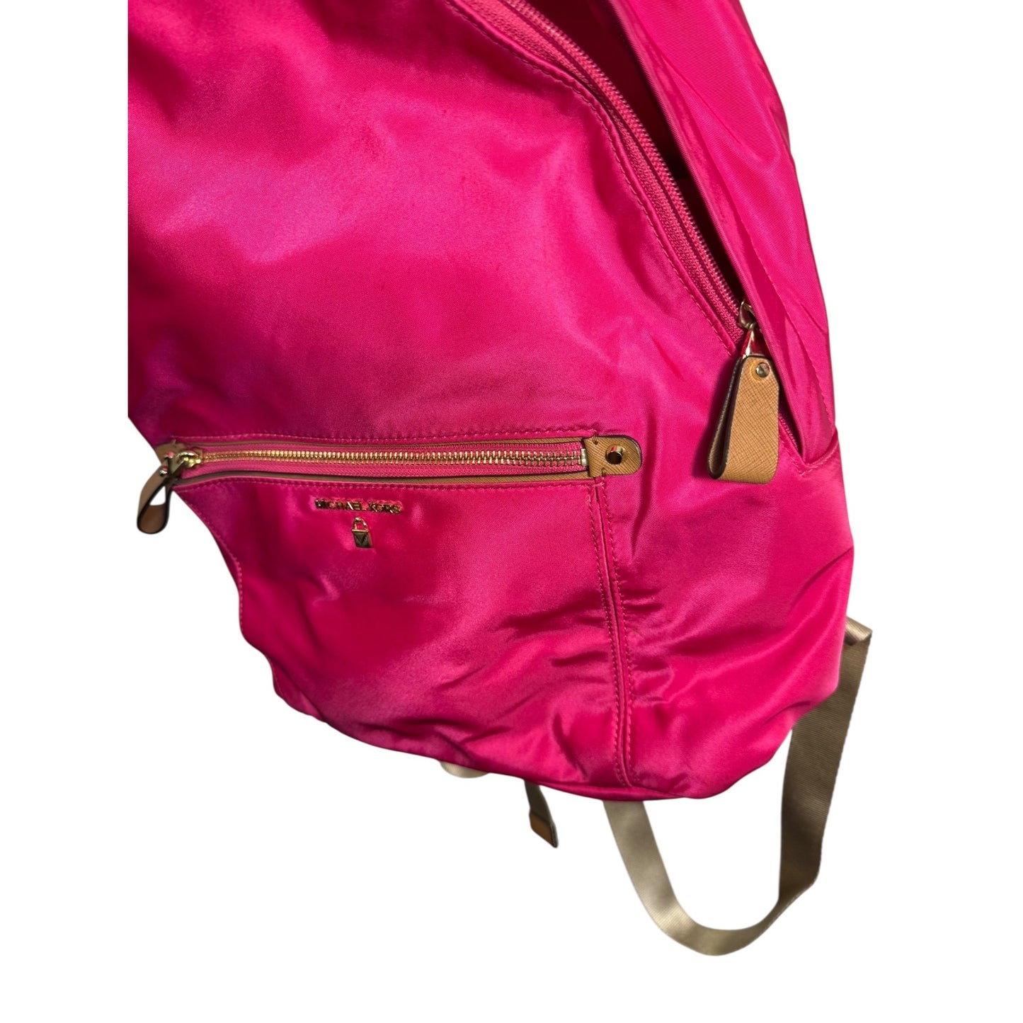 Michael Kors Kelcey Fuchsia Nylon Backpack With Leather Trim & Gold-Tone Hardware
