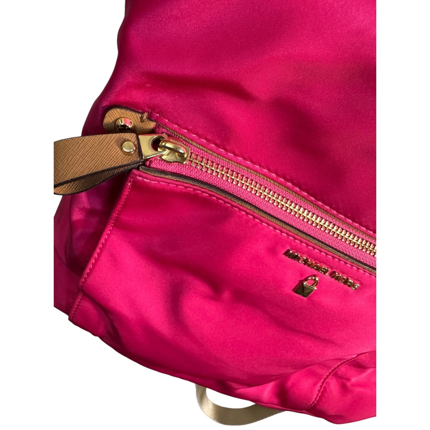 Michael Kors Kelcey Fuchsia Nylon Backpack With Leather Trim & Gold-Tone Hardware