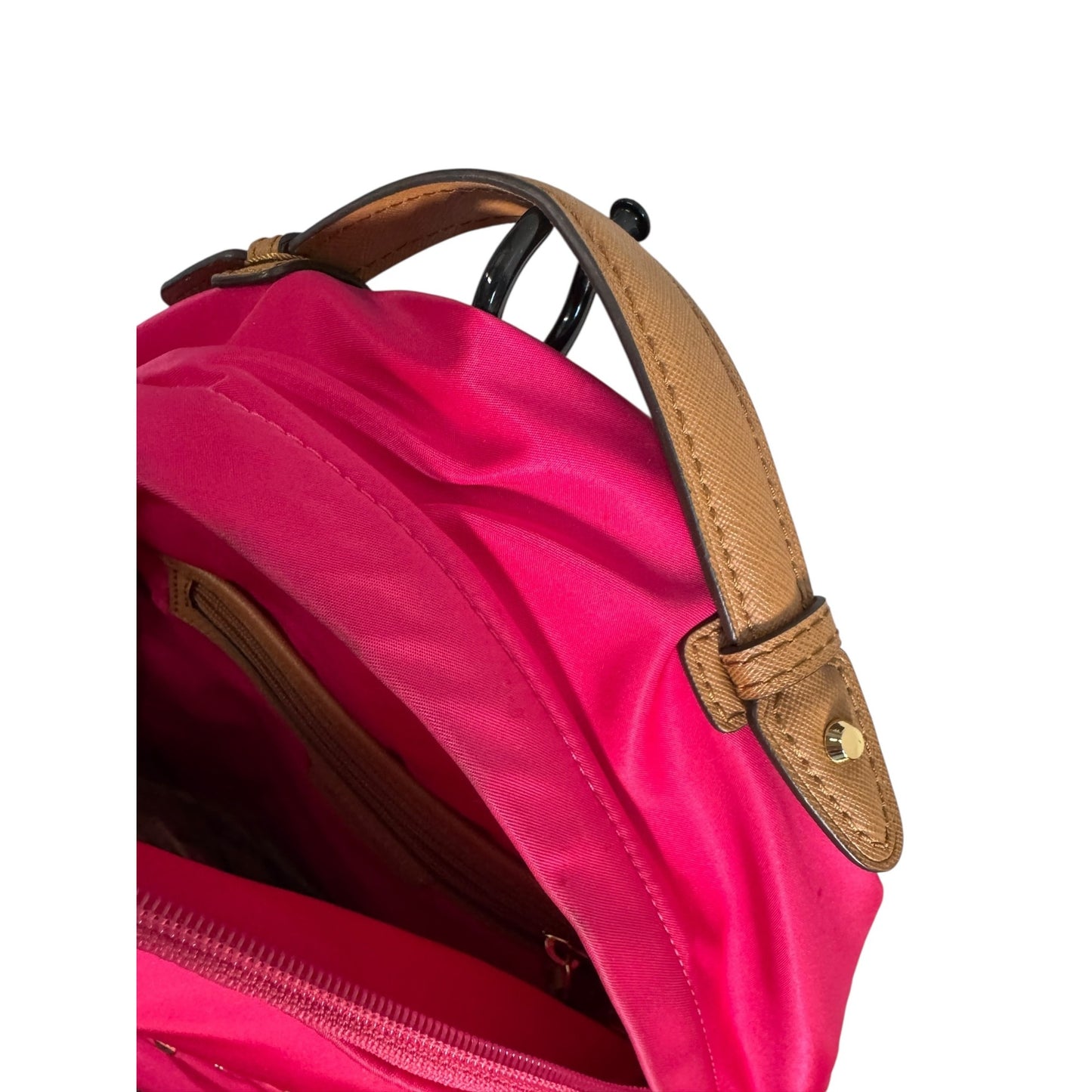Michael Kors Kelcey Fuchsia Nylon Backpack With Leather Trim & Gold-Tone Hardware