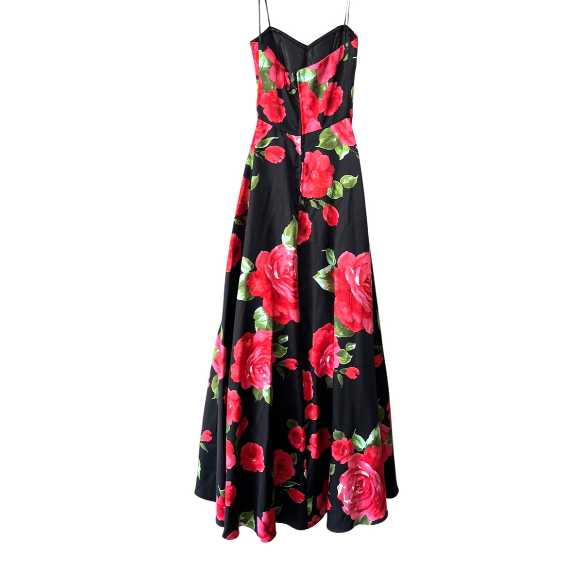 B. Darlin Black & Red Floral Spaghetti Strap Maxi Dress Size 0