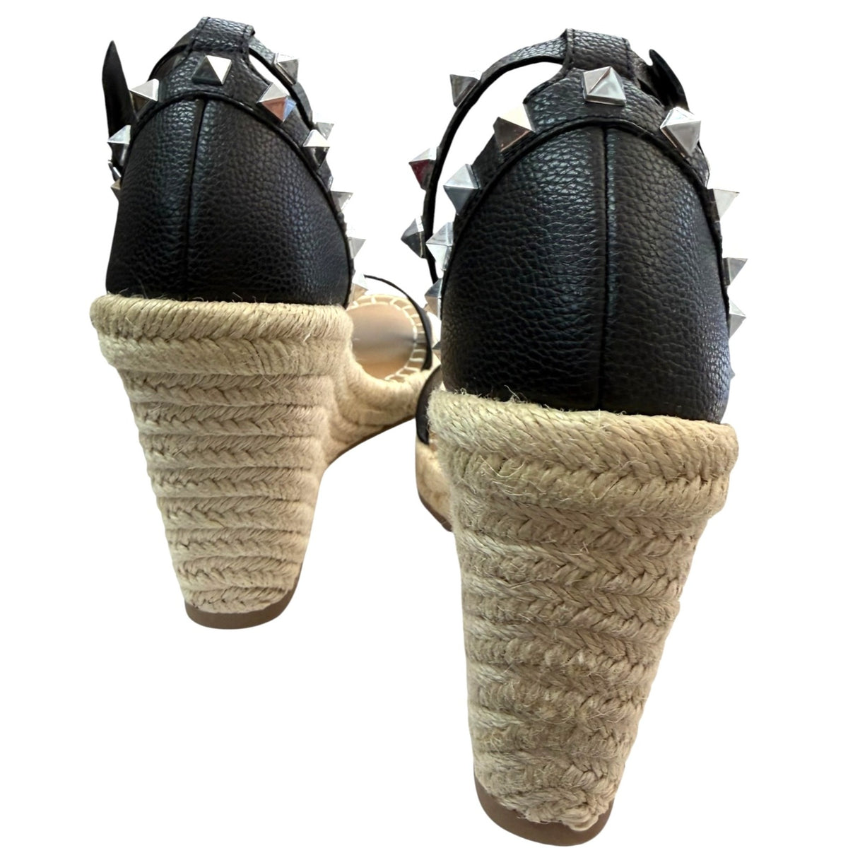 Steven New York Black Espadrille Wedge Sandals Size 8