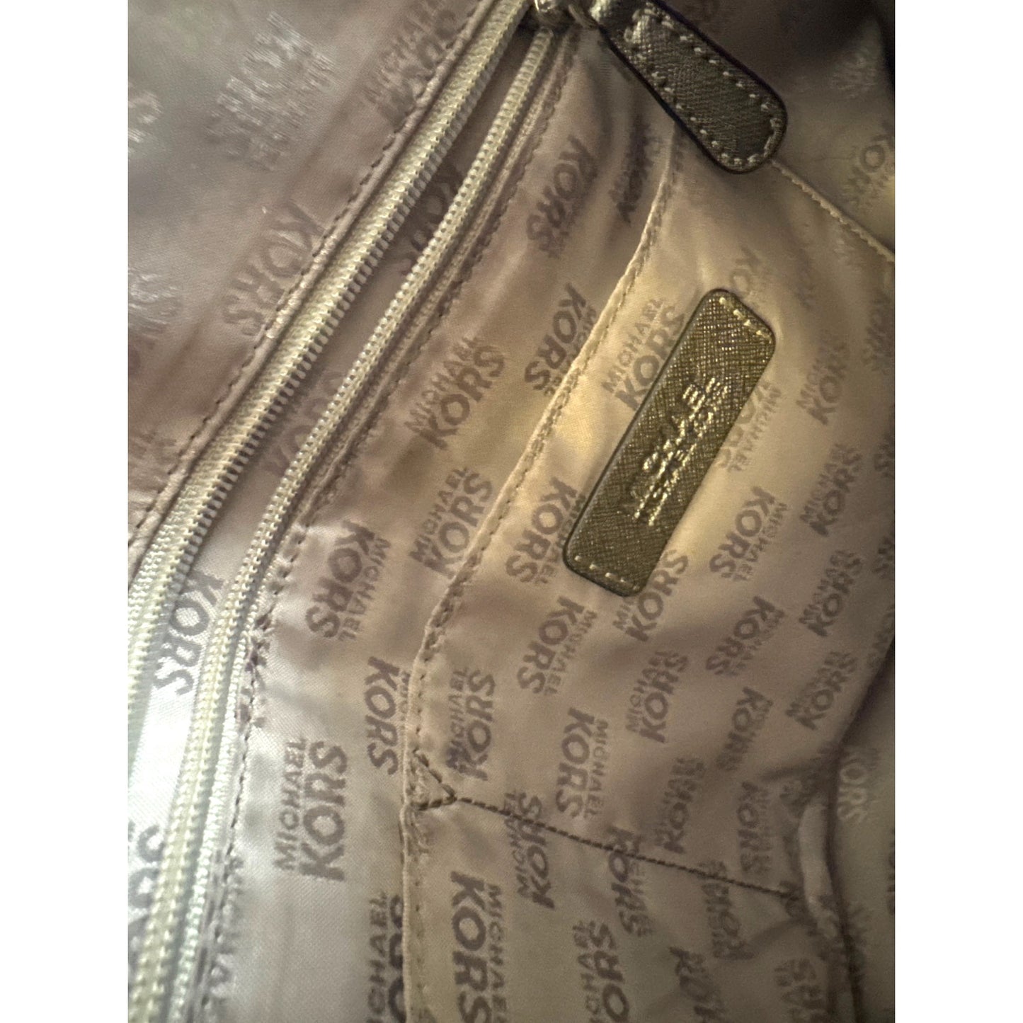 Michael Kors Gunmetal Saffiano Leather Satchel Bag With Adjustable Strap