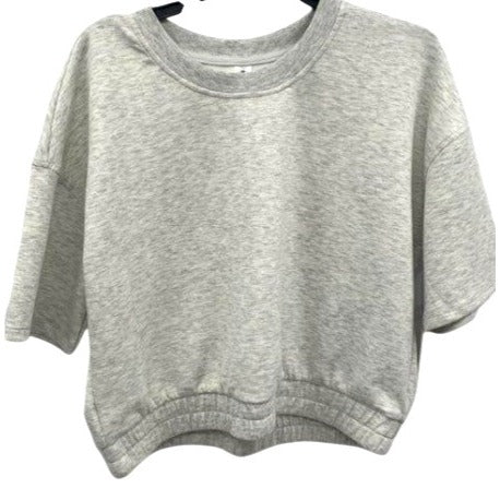Yogalicious Scuba Knit Crop Sweatshirt Crew Neck Short Sleeve Size L NWT