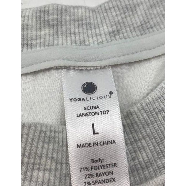 Yogalicious Scuba Knit Crop Sweatshirt Crew Neck Short Sleeve Size L NWT