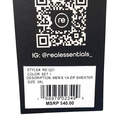 Real Essentials Brown Men's 1/4 Zip Sweater NWT Size 3XL