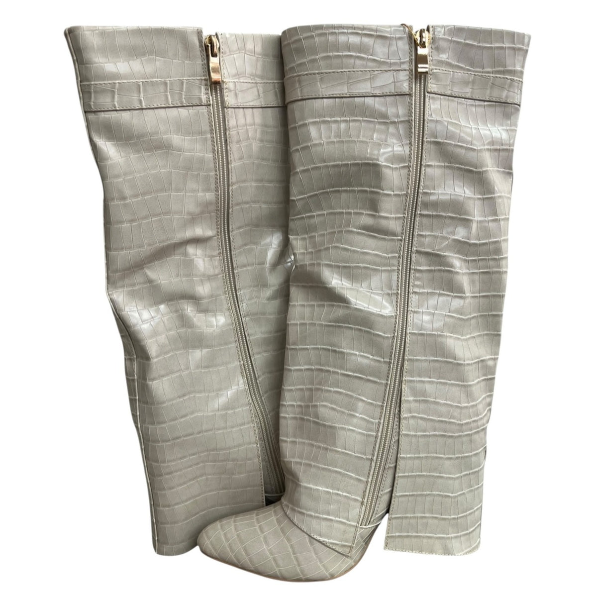 Fashion Nova Women's Croc-Embossed Knee-High Boots Size 8