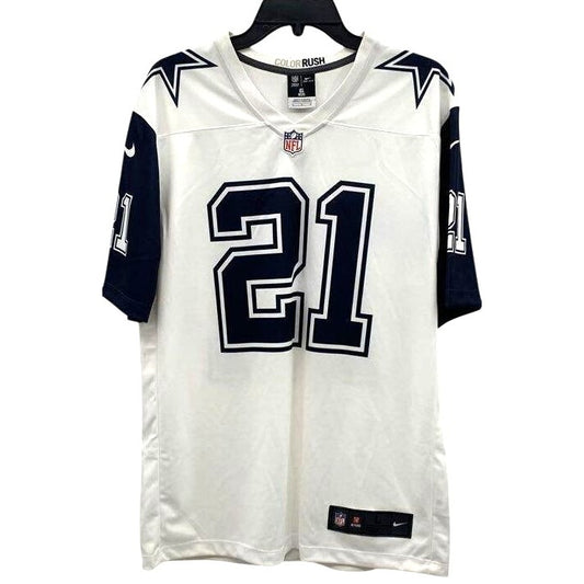 Nike NFL Team Color Rush Jersey Ezekiel Elliott #21 White & Navy Mens Size L