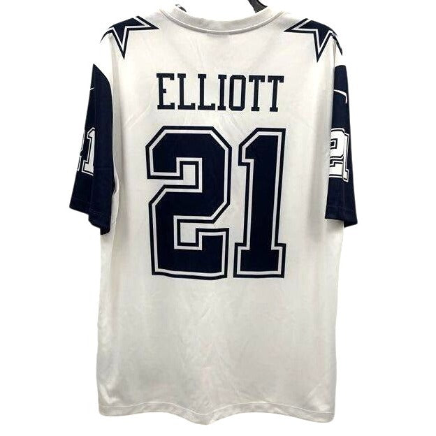 Nike NFL Team Color Rush Jersey Ezekiel Elliott #21 White & Navy Mens Size L