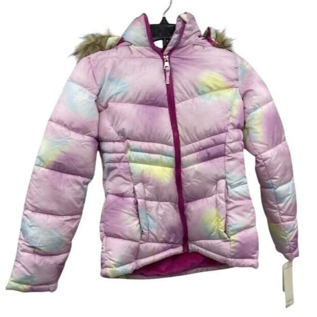Madden Girl Girls Size 14/16 Multi-Color Puffer Jacket With Faux Fur Hood NWT