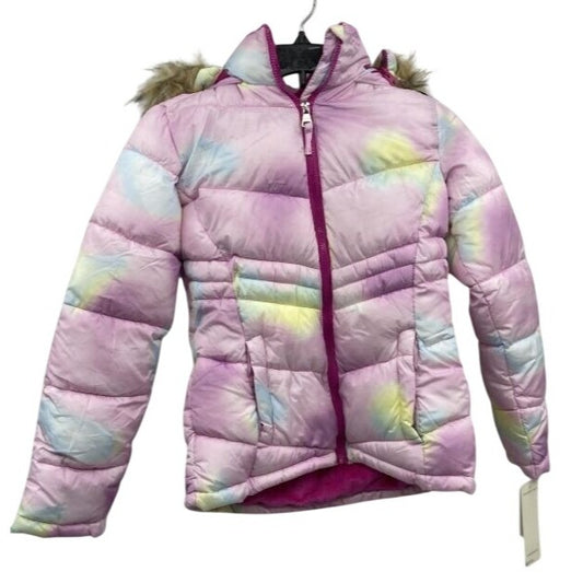Madden Girl Girls Size 14/16 Multi-Color Puffer Jacket With Faux Fur Hood NWT