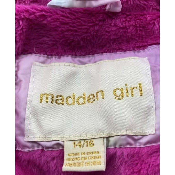 Madden Girl Girls Size 14/16 Multi-Color Puffer Jacket With Faux Fur Hood NWT