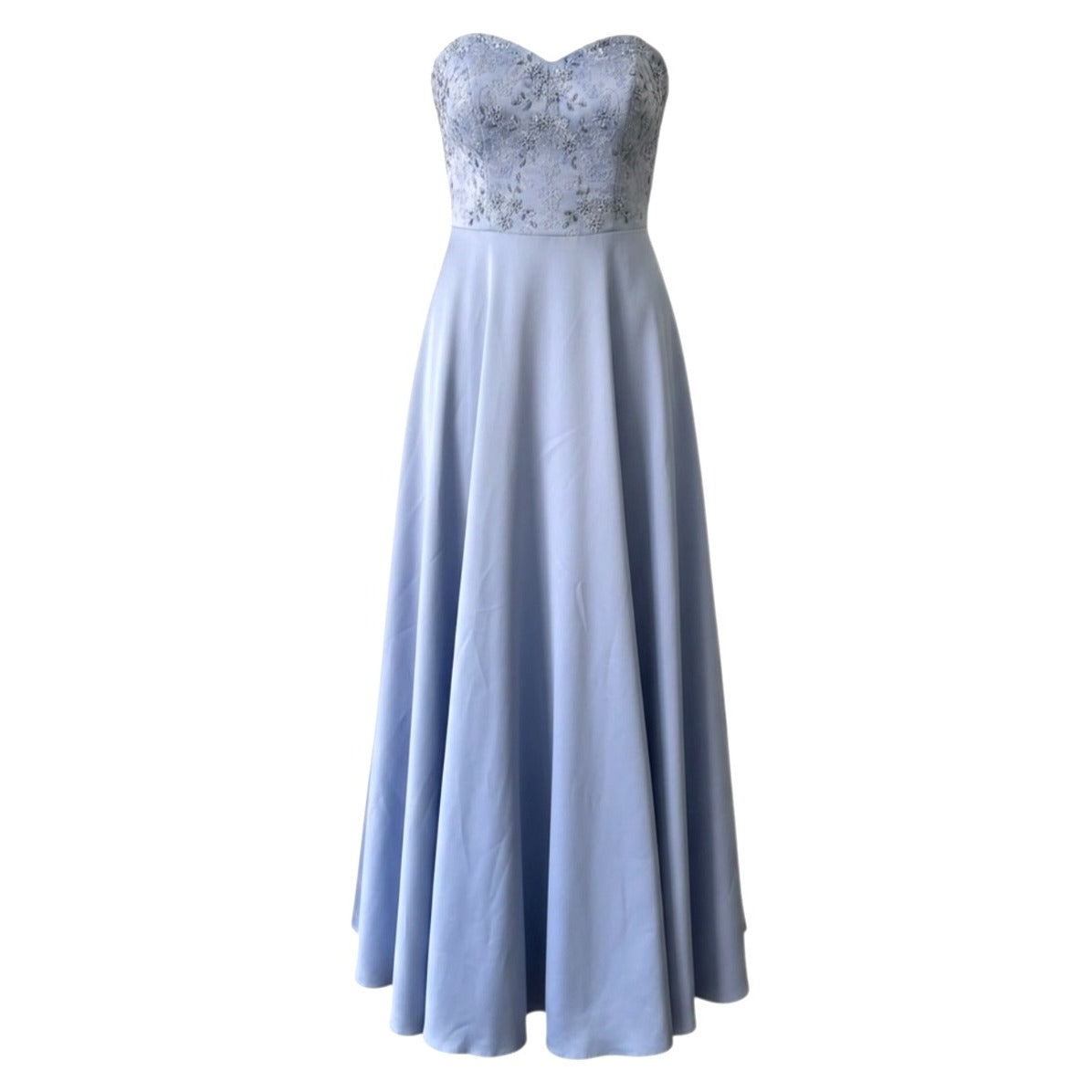 Alfred Angelo Cornflower Blue Strapless A-Line Gown With Beaded Bodice Size 12