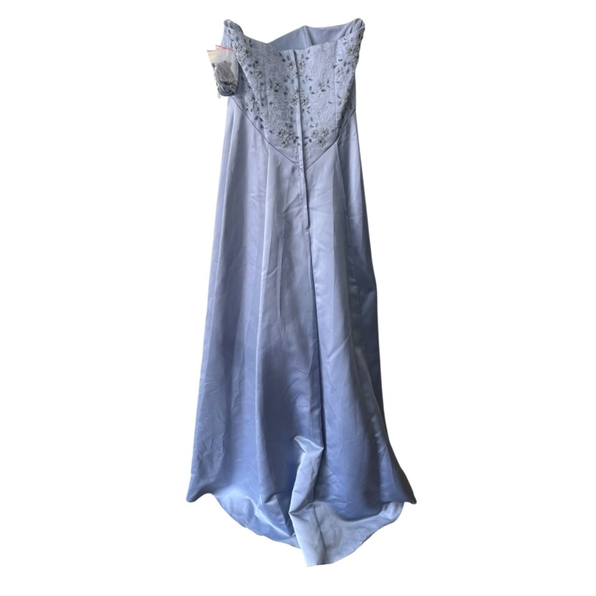 Alfred Angelo Cornflower Blue Strapless A-Line Gown With Beaded Bodice Size 12