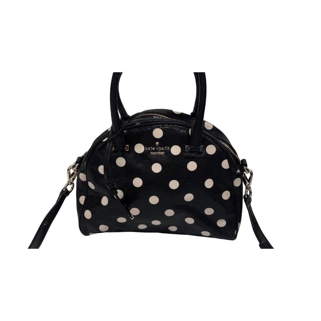 Kate Spade New York Black & Light Pink Polka Dot Leather Crossbody Handbag