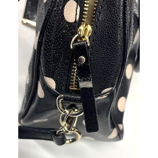 Kate Spade New York Black & Light Pink Polka Dot Leather Crossbody Handbag
