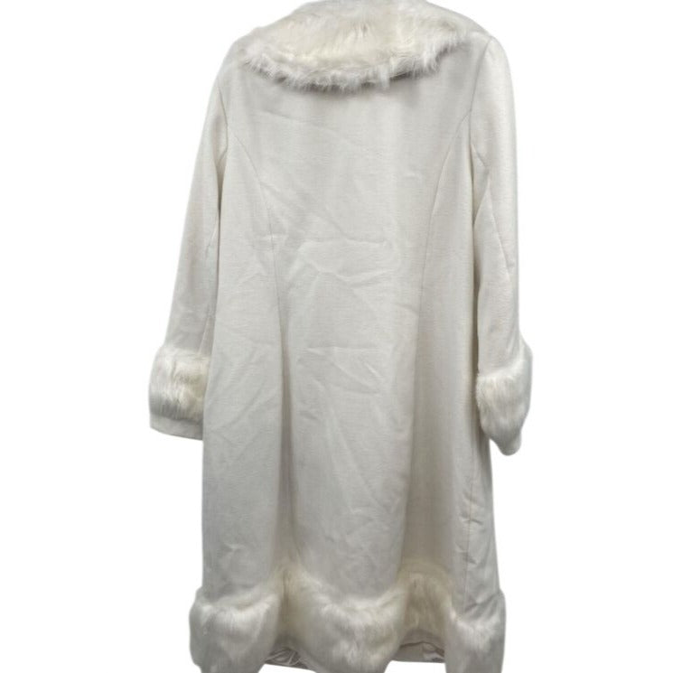 Luxe by Especially Yours White Faux Fur Trim Long Coat & Matching Hat Set Size 1X