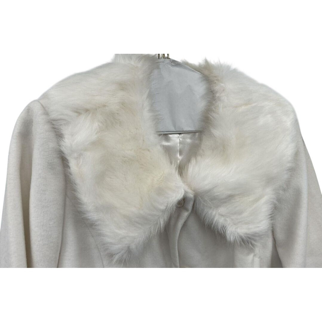Luxe by Especially Yours White Faux Fur Trim Long Coat & Matching Hat Set Size 1X