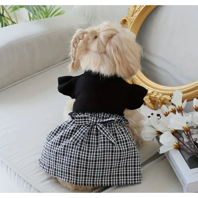 Black and Plaid Dog Pet Cat Small Dess NWOT