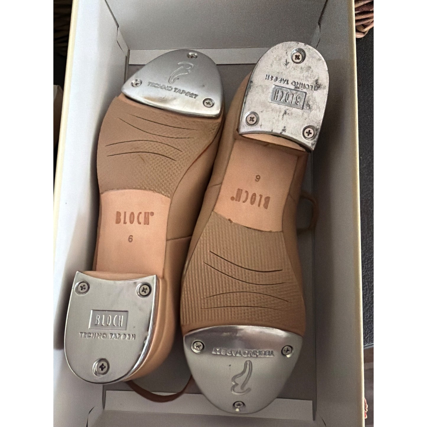 Bloch Tan Tap-On Leather Tap Shoes With Buckle Strap Size 6 New In Box