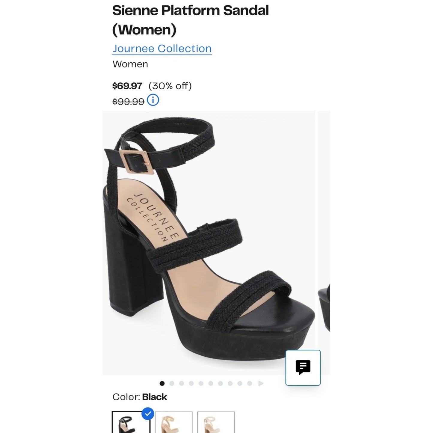 Strappy Black Platform Block Heel Sandals With Braided Design Size 8