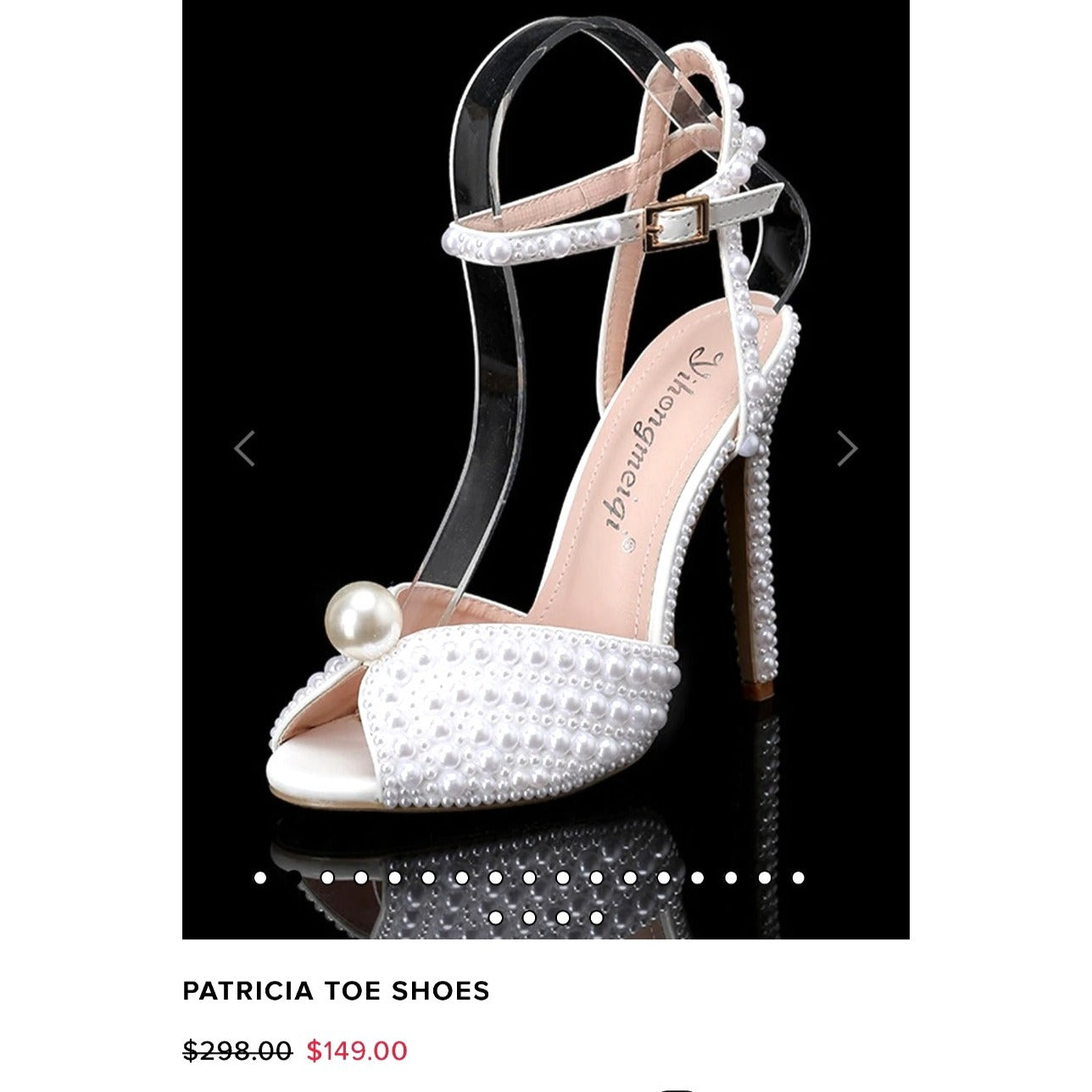 White Bridal Wedding Pearl Studded High Heel Size 37 NWB