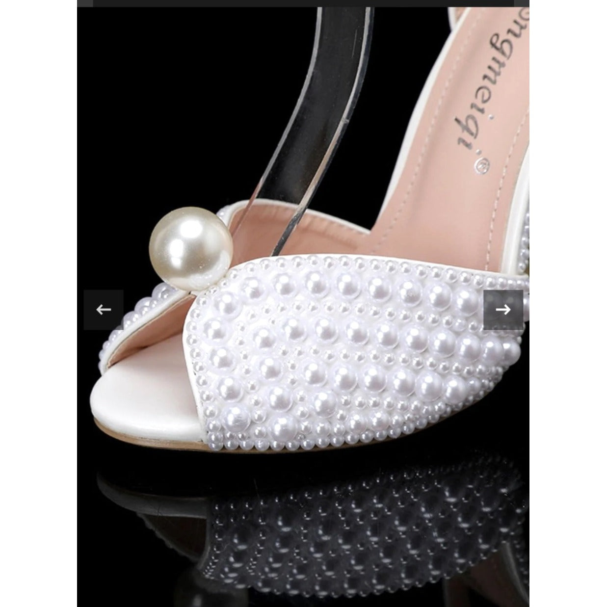 White Bridal Wedding Pearl Studded High Heel Size 37 NWB