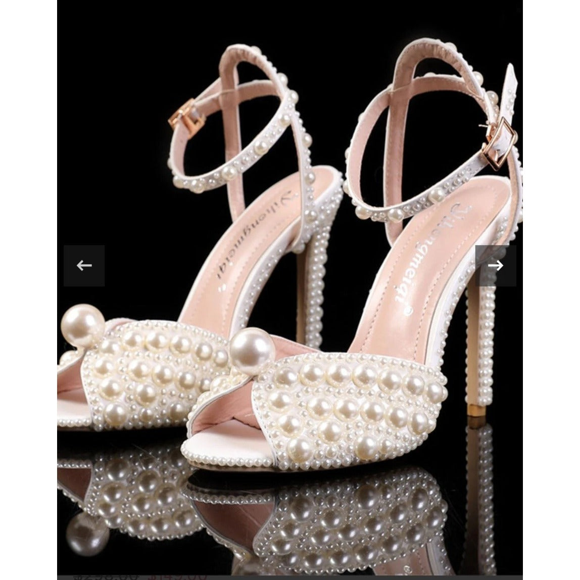 White Bridal Wedding Pearl Studded High Heel Size 37 NWB