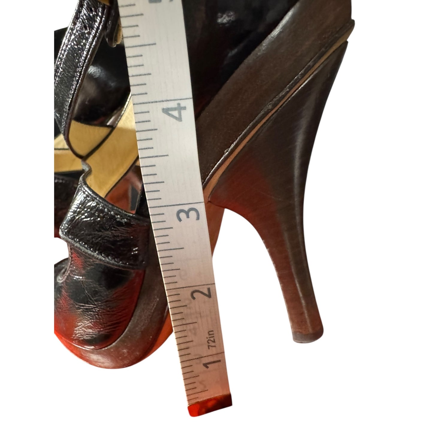 Jimmy Choo Black Patent Leather Open-Toe High Heel Sandals Womens 37.5/8.5