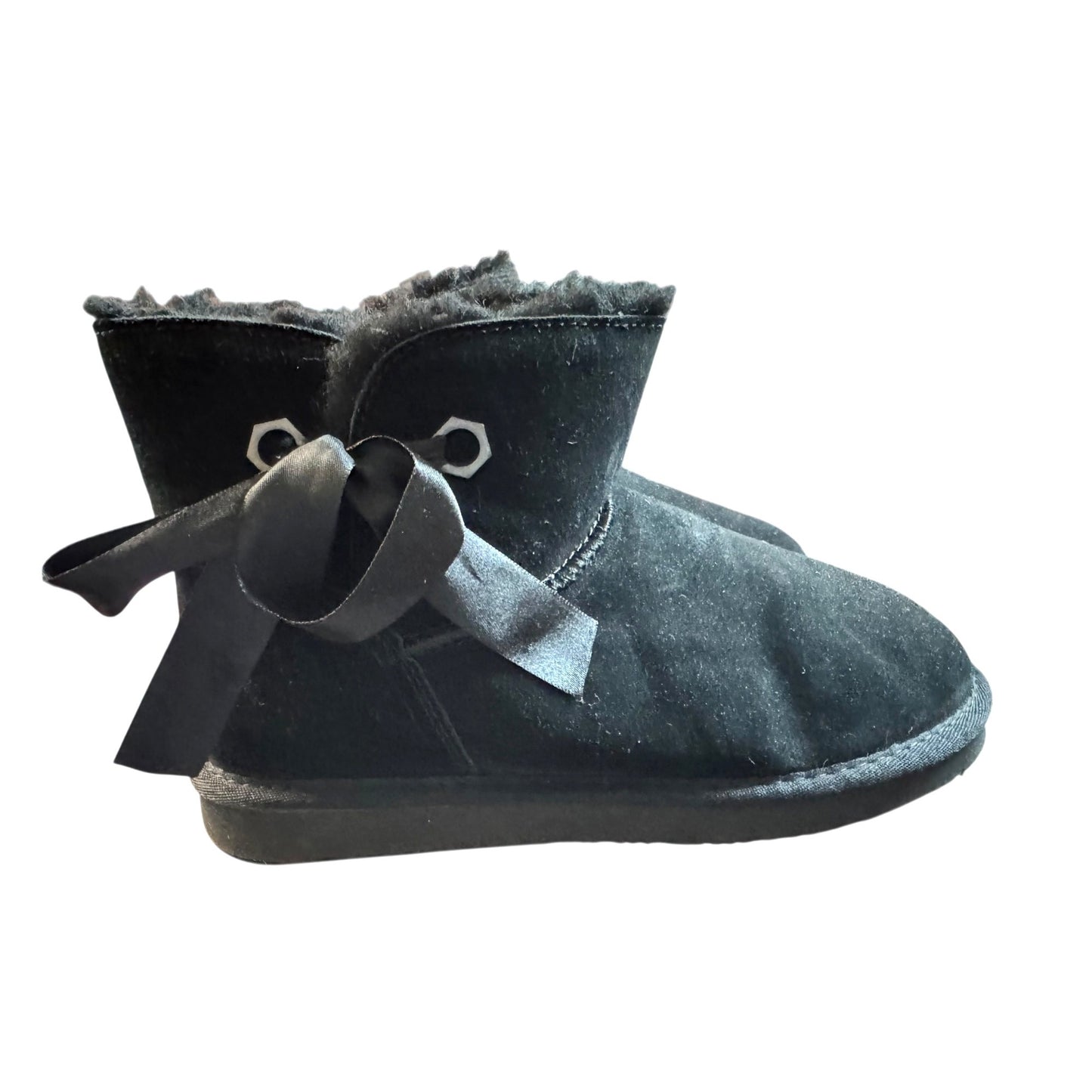 Pawz By Bearpaw Women's Sz10 Black Suede & Faux Fur Ankle Boots