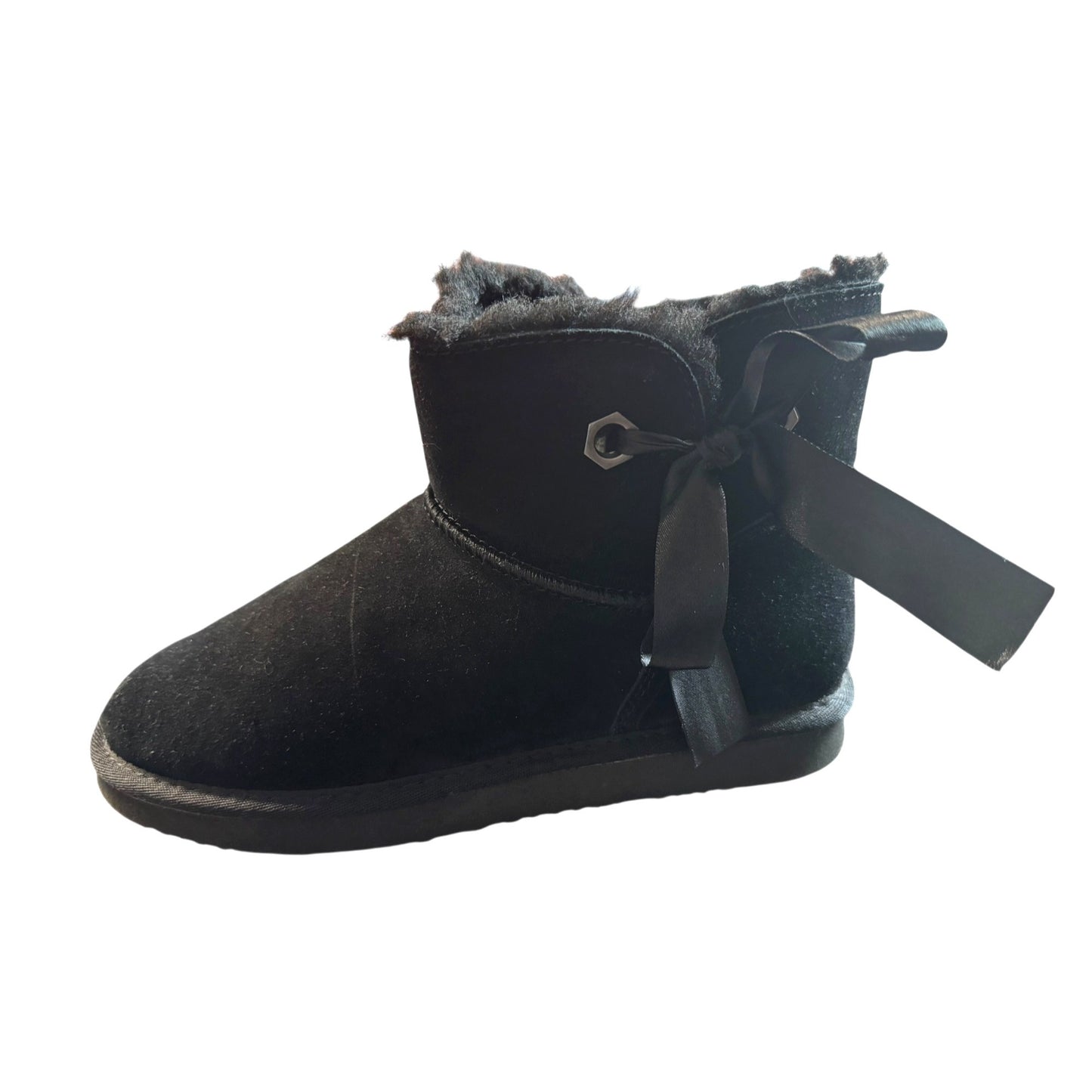 Pawz By Bearpaw Women's Sz10 Black Suede & Faux Fur Ankle Boots