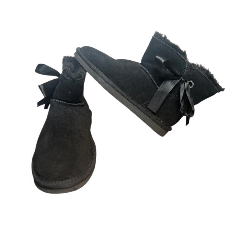 Pawz By Bearpaw Women's Sz10 Black Suede & Faux Fur Ankle Boots