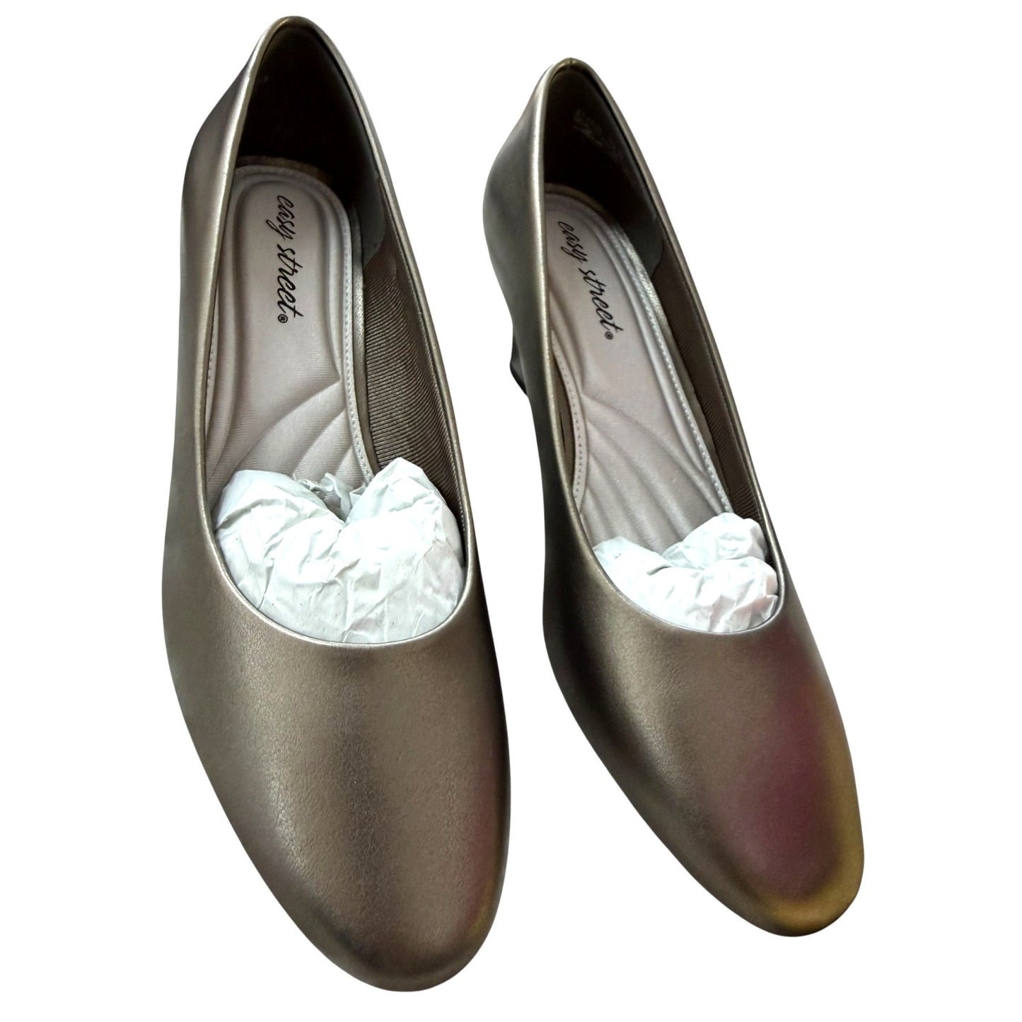 Easy Street Pewter Ballari Pumps 9.5W Block Heel Comfort Slip-On Women's Shoes NWB