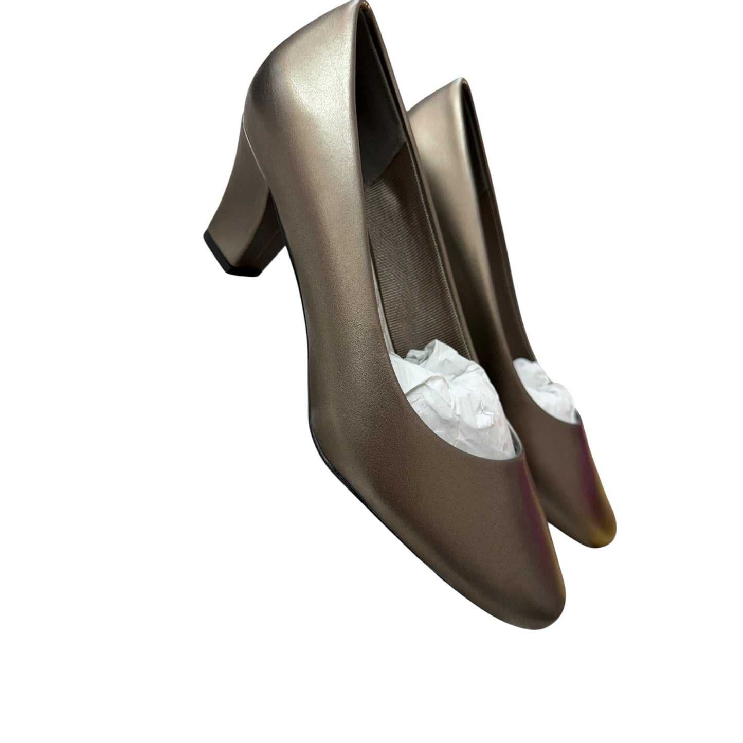 Easy Street Pewter Ballari Pumps 9.5W Block Heel Comfort Slip-On Women's Shoes NWB