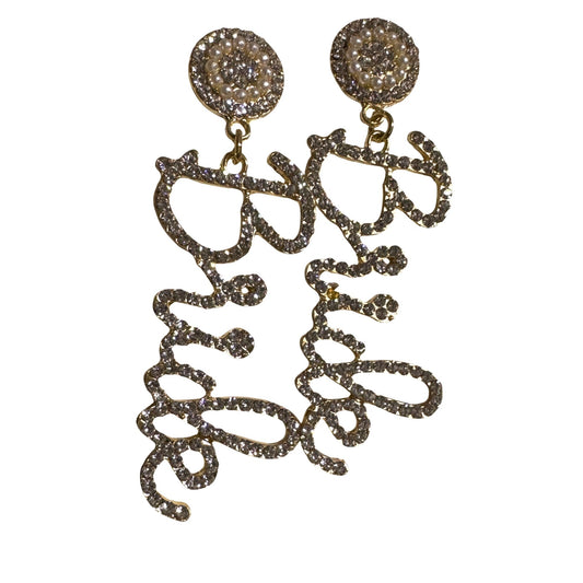 Bride Bridal Statement Drop Earrings Gold-Tone Fashion Jewelry Lightweight Design Wedding Accessory