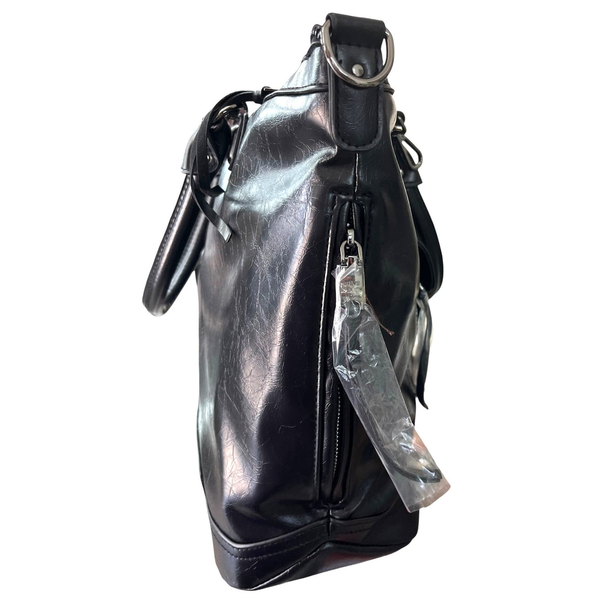 Steve Madden Black Faux Leather Tote Bag