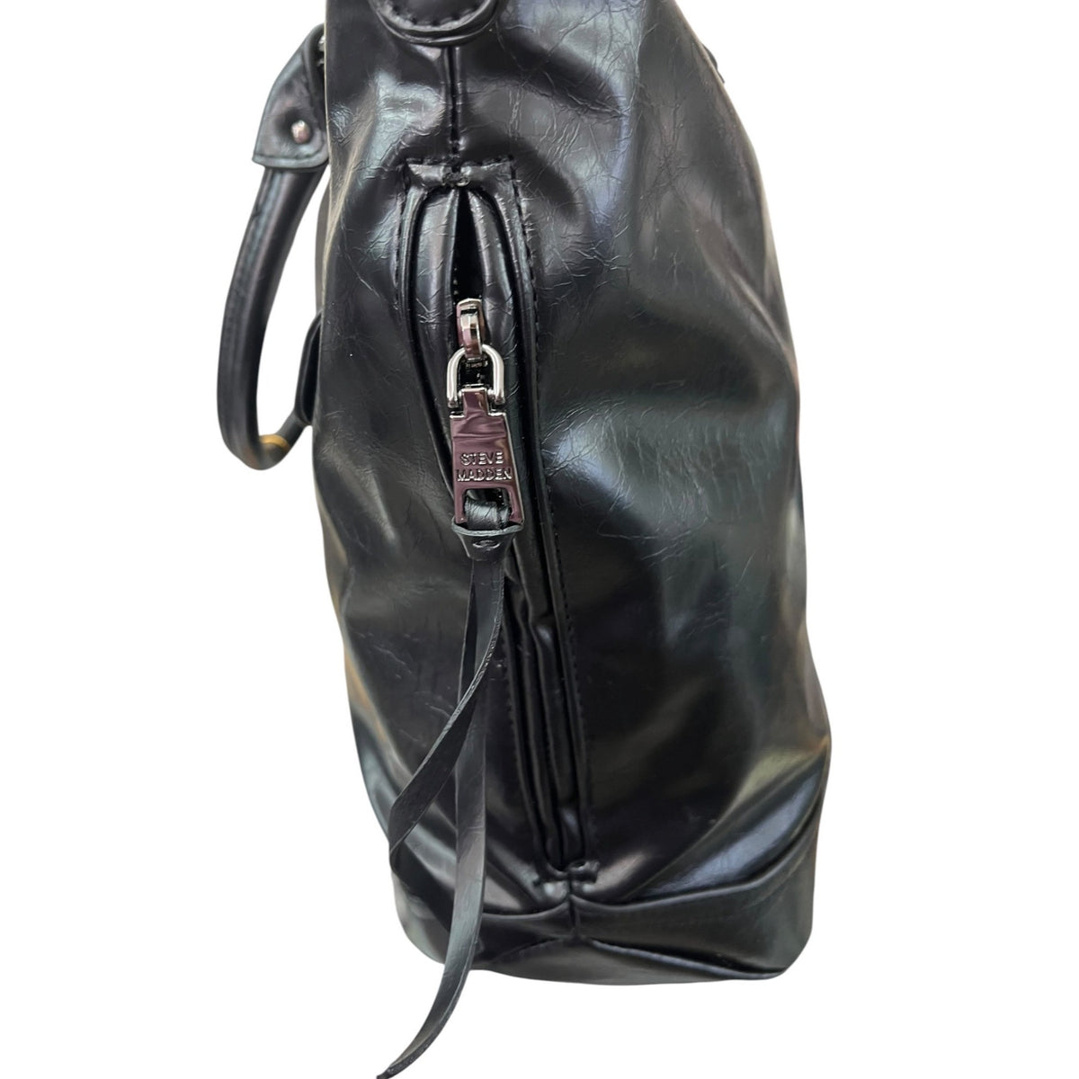 Steve Madden Black Faux Leather Tote Bag