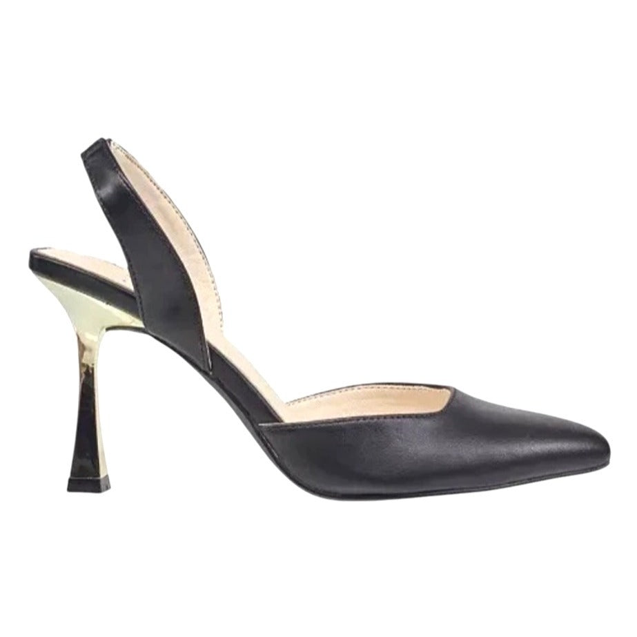 Halston Gala Black Slingback Pumps Size 8.5 NWOB