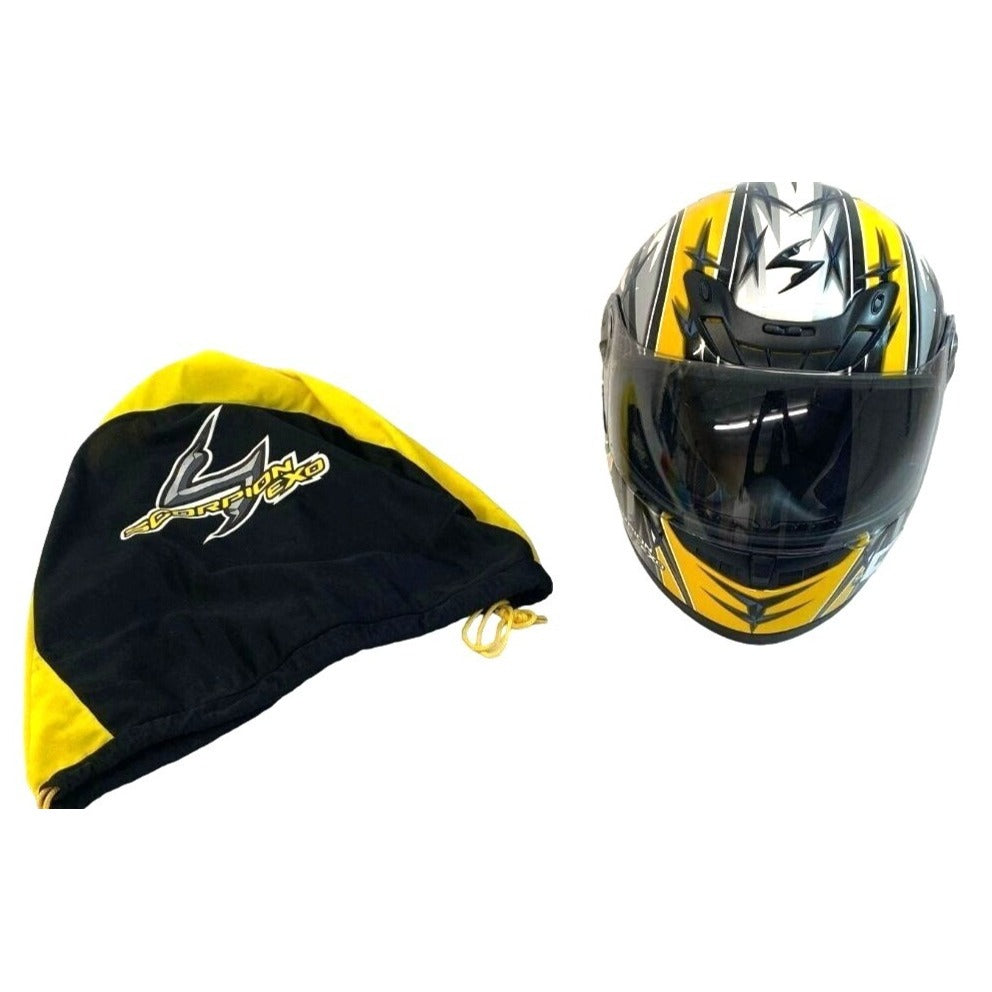 Scorpion EXO Motorcycle Large Full Face Helmet With Bag Yellow/Black